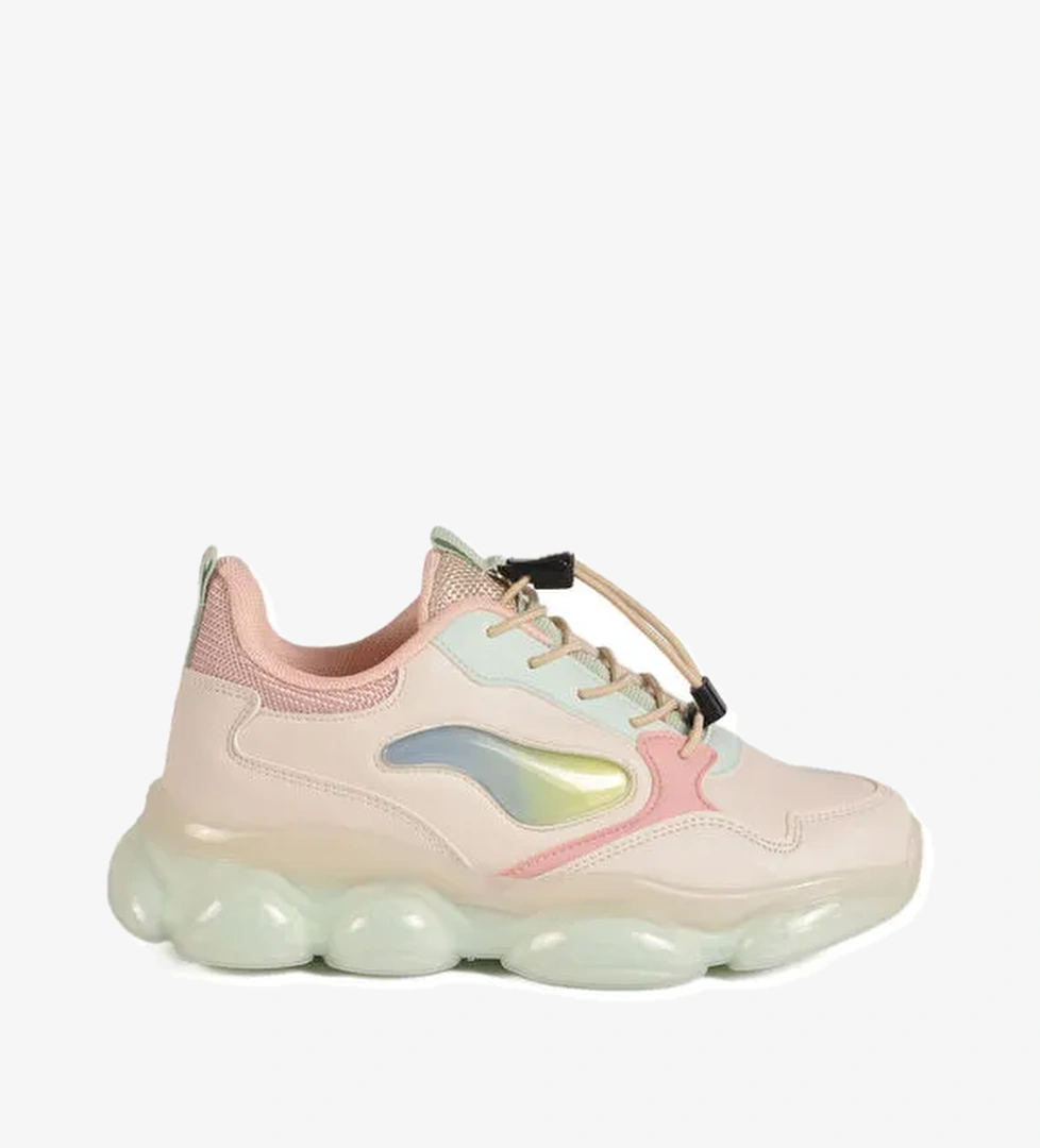 Krem Kilit Bağcıklı Kız Çocuk Spor Ayakkabı 2054 F