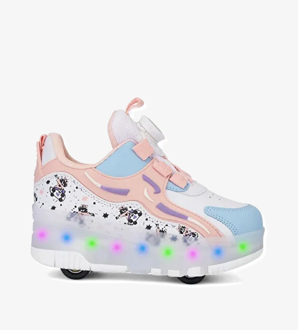 Pudra Işıklı Patenli Ortopedik Kız Çocuk Spor Ayakkabı Nils - Görsel 1