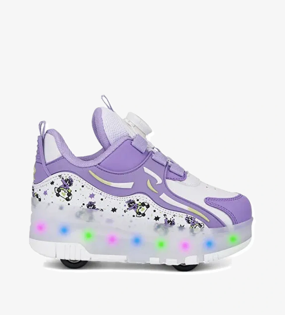 Mor Işıklı Patenli Ortopedik Kız Çocuk Spor Ayakkabı Nils