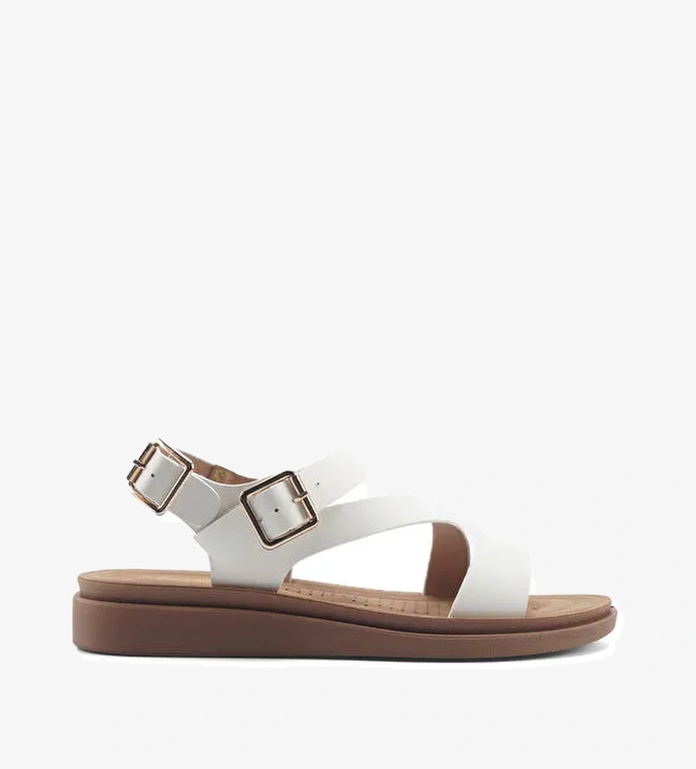 166925.Z5FX Beyaz Kadın Comfort Sandalet - Görsel 1