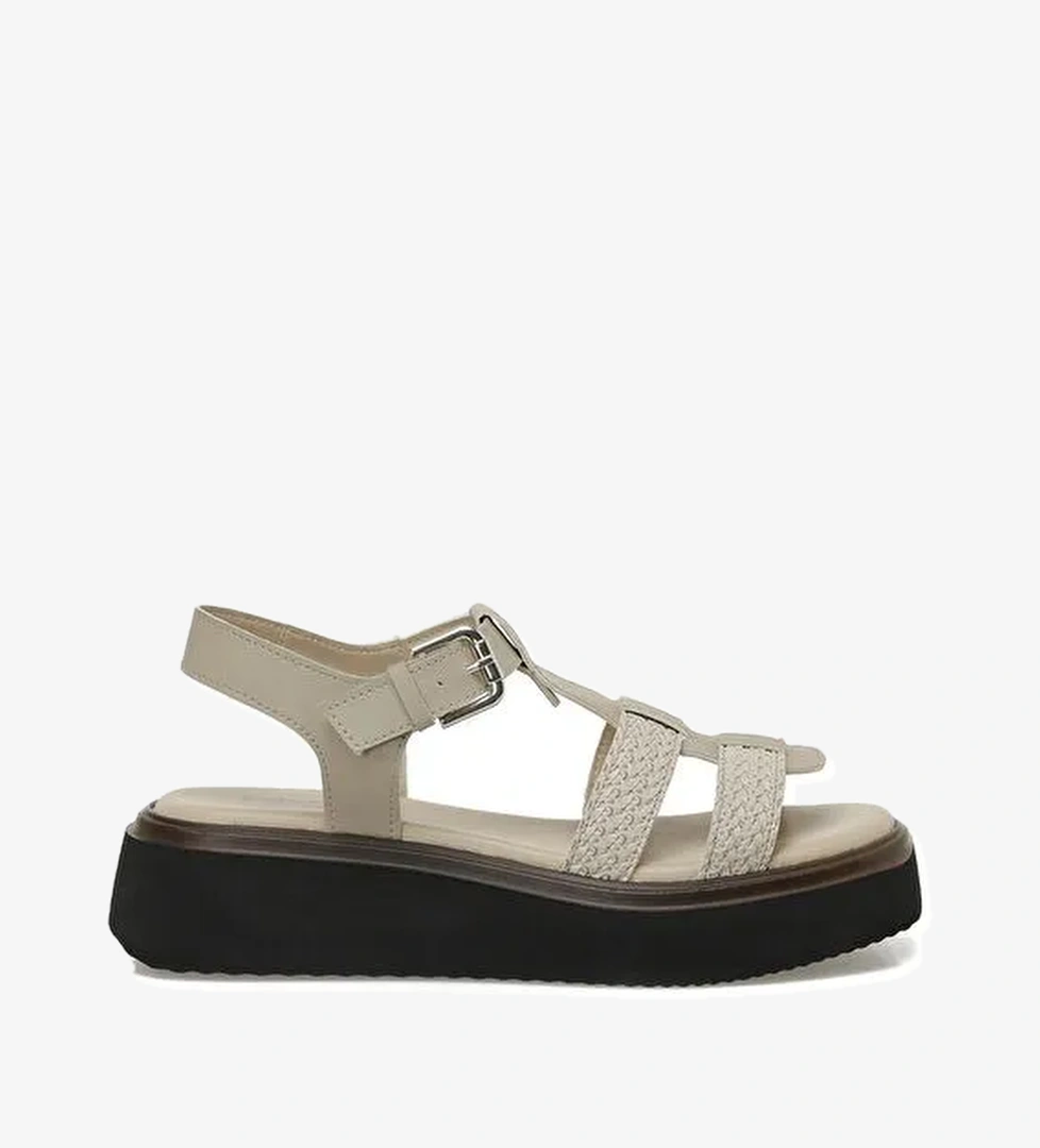 325064.Z 5FX Bej Kadın Dolgu Topuk Sandalet - Görsel 1