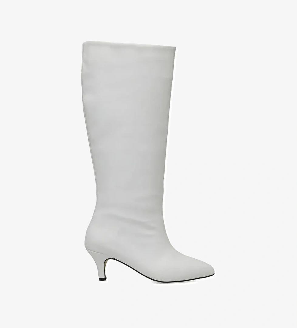HELLY 3PR Beyaz Kadın Topuklu Çizme - Görsel 1
