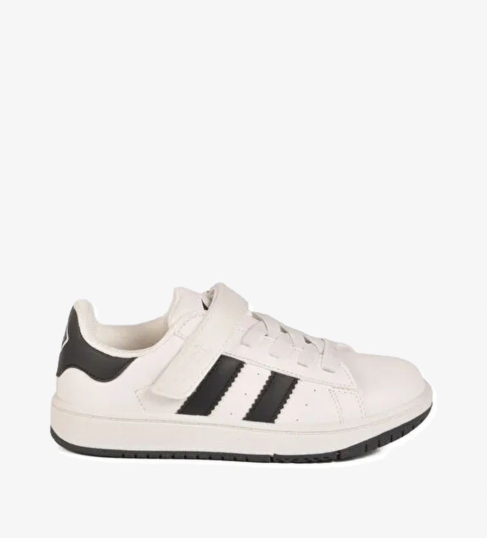 Beyaz Siyah Cırtlı Hafif Erkek Çocuk Sneaker Cooper F