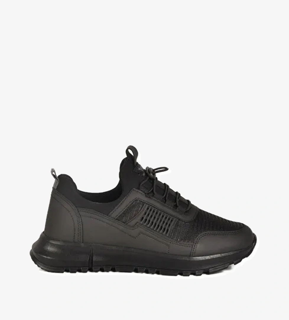 Siyah Hafif Esnek Kilit Bağcıklı Unisex Spor Ayakkabı Nans 6006 G