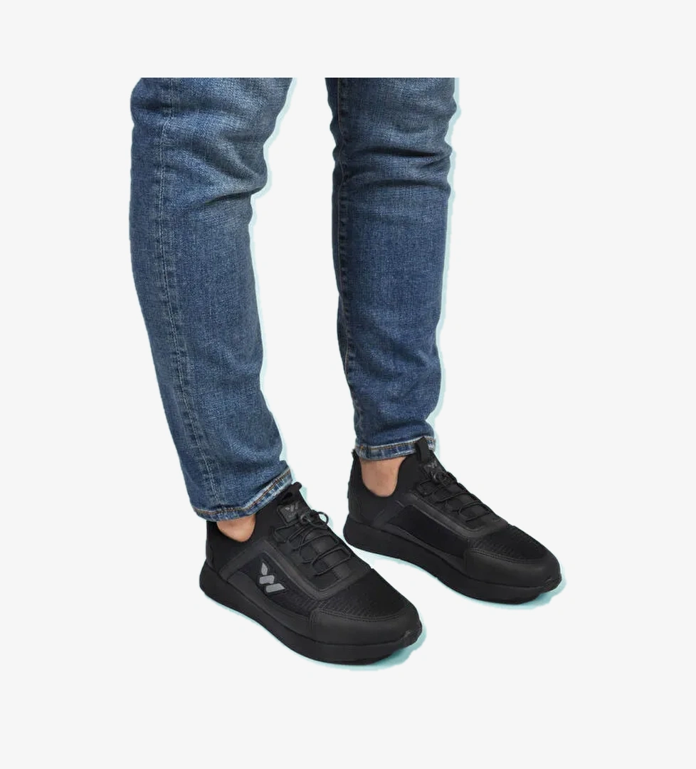 Siyah Kilit Bağcıklı Hafif Esnek Erkek Spor Ayakkabı Apollo 166 M