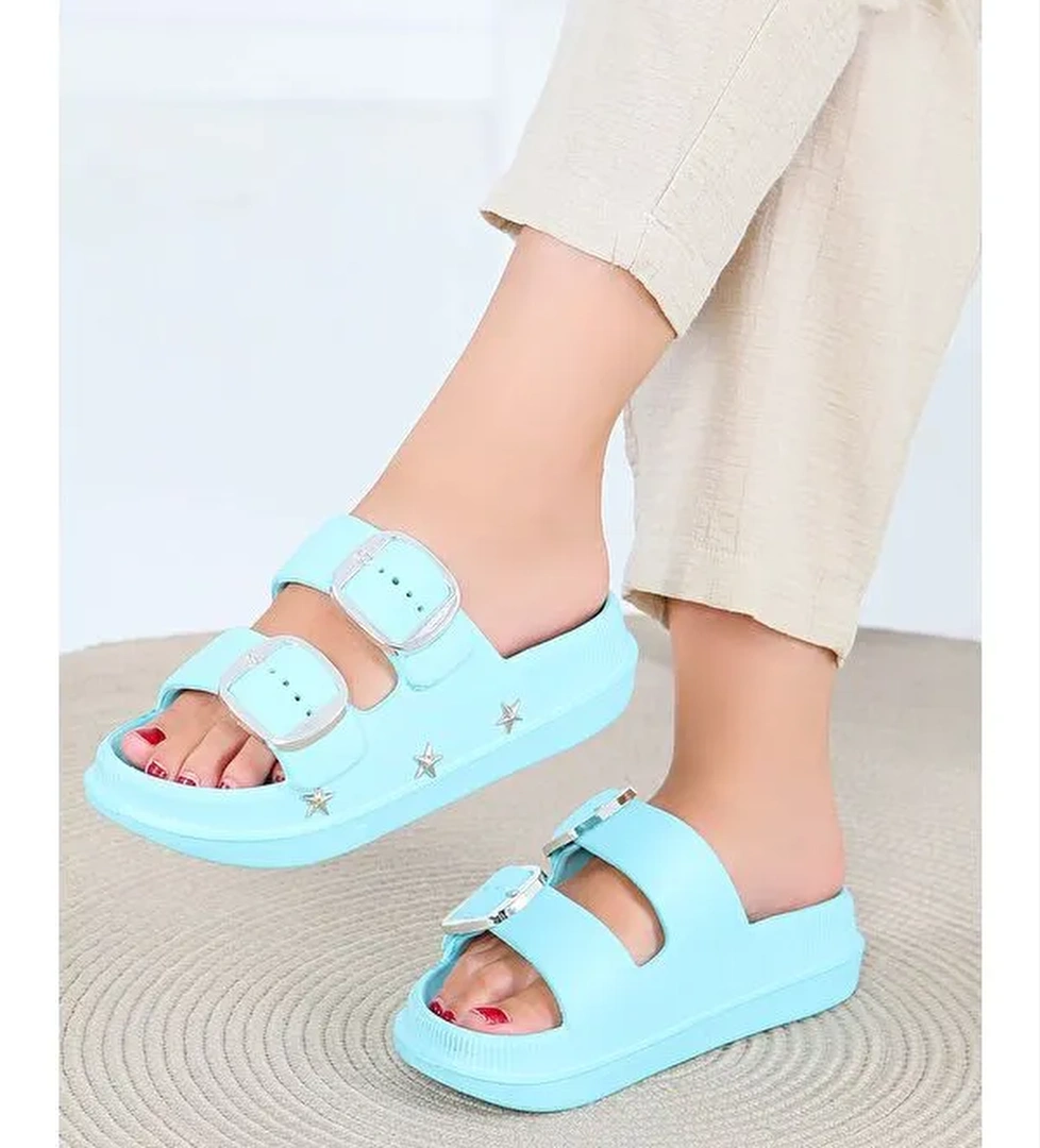Tofisa Tofisa Yeşil Kadın Mint Çift Kemerli Terlik - 27565 LC Waikiki'de! Yeşil - 1. görsel