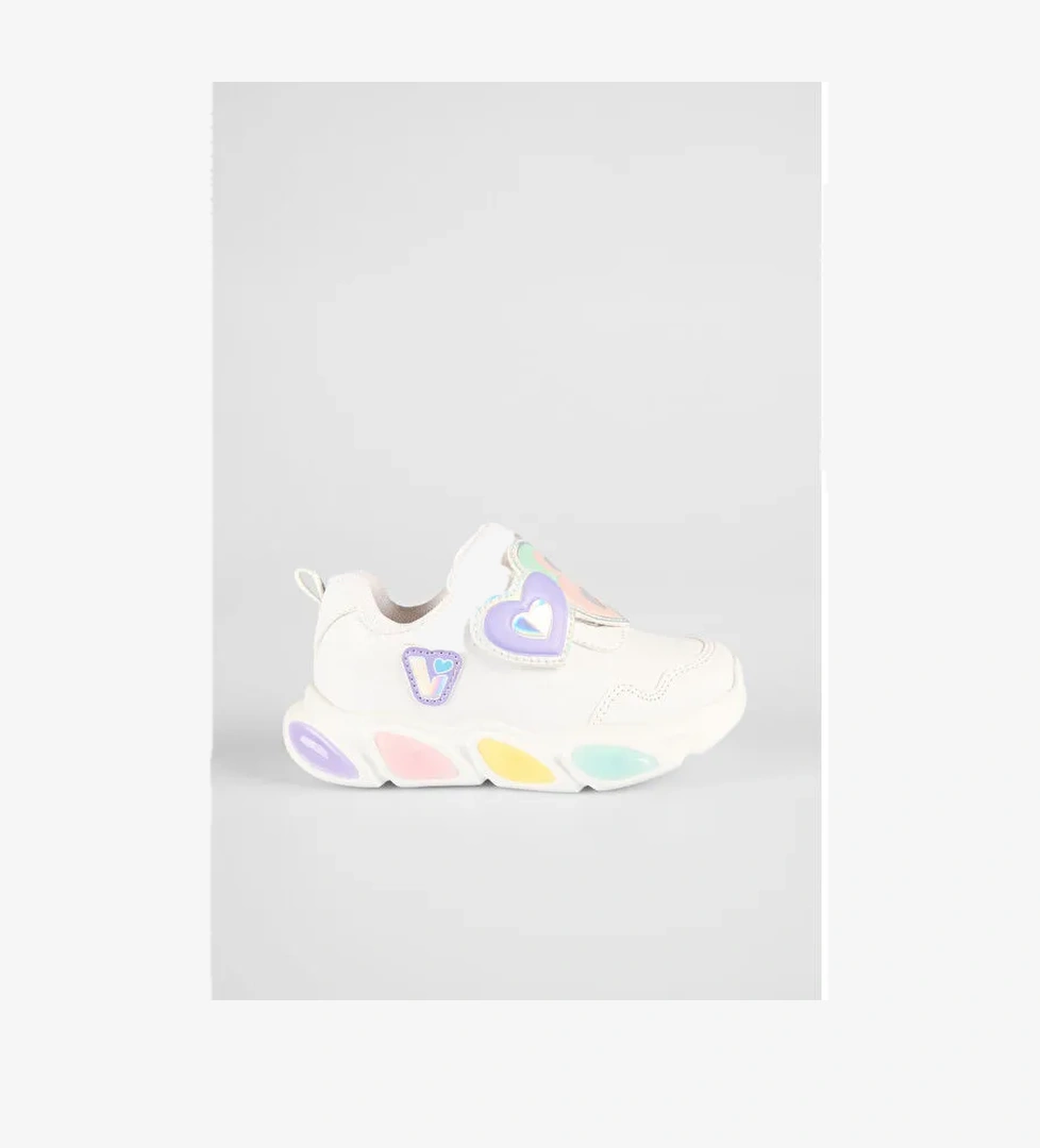 Lovely Işıklı Kız Okul Öncesi Beyaz Spor Ayakkabı - Görsel 1