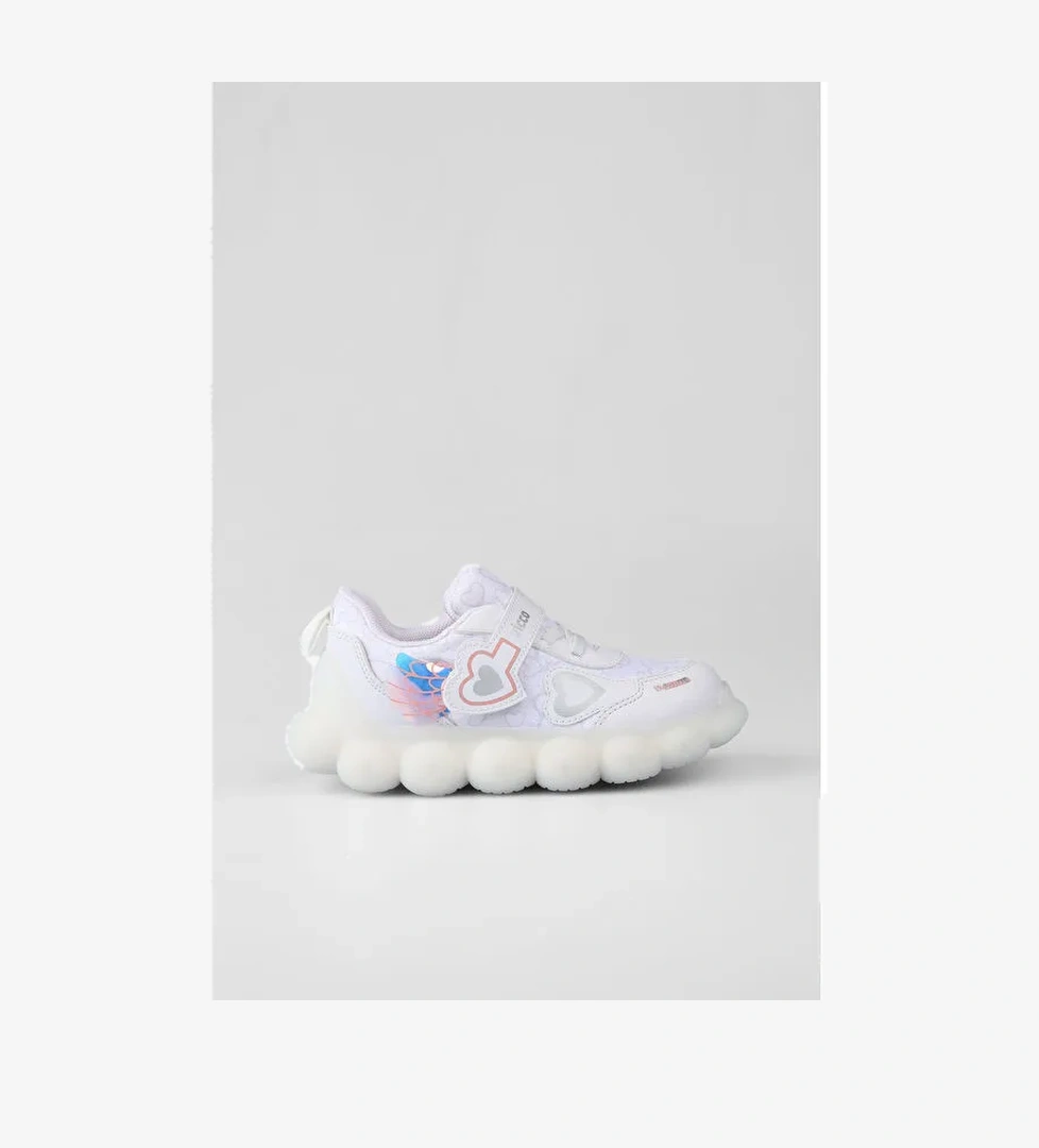 Süse Işıklı Kız Bebek Beyaz Spor Ayakkabı
