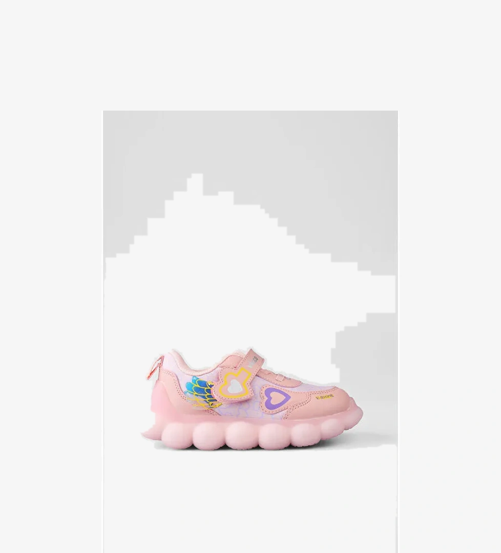 Süse Işıklı Kız Bebek Pudra Spor Ayakkabı - Görsel 1