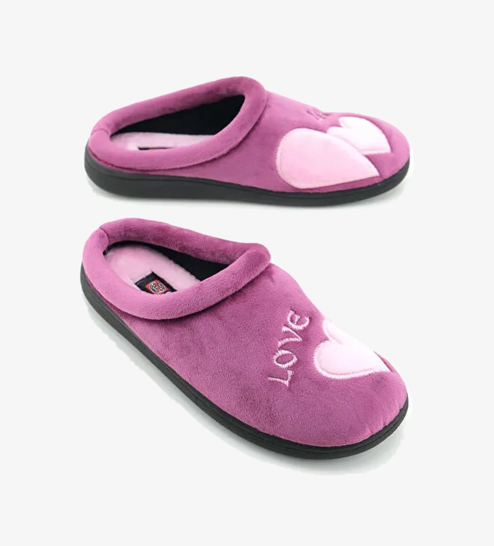 Kadın Kışlık Nakışlı Tasarım Havlu Kumaş PU Taban Rahat Ev Bahçe Gondol Terlik - Görsel 1