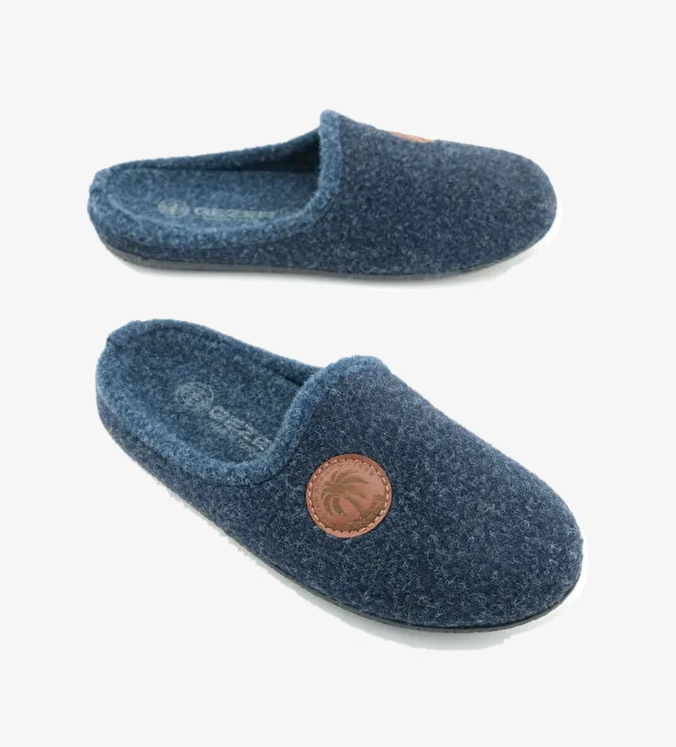 Erkek Kışlık Keçe Çıkarılabilir İç Taban Rahat Ev Bahçe Gondol Terlik - Görsel 1