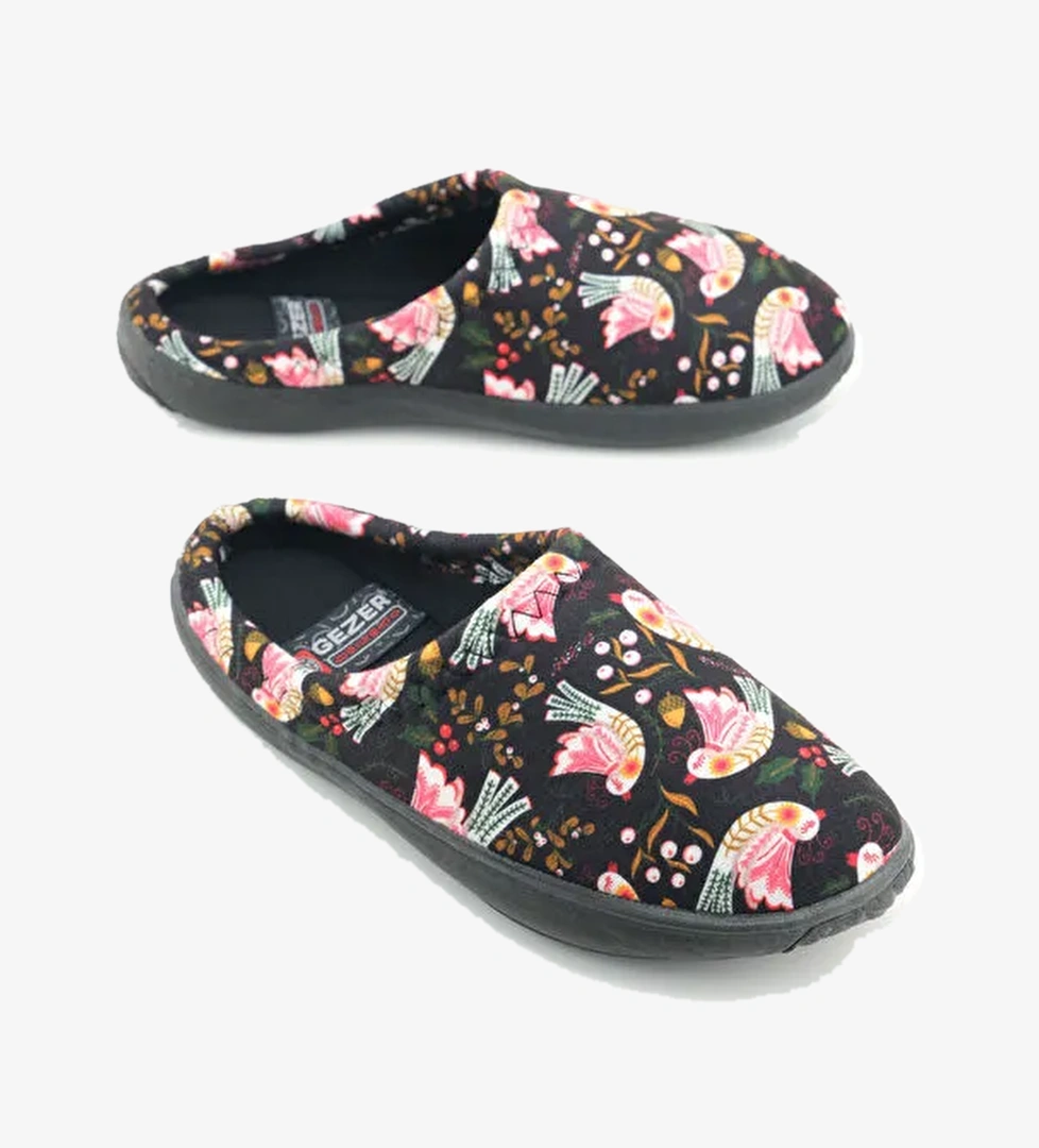 Gezer Kahverengi Gezer Kışlık Pu Kadın Rahat Taban Desenli Ev Bahçe Gondol Terlik