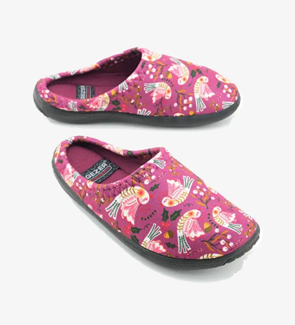 Gezer Kahverengi Gezer Kışlık Pu Kadın Rahat Taban Desenli Ev Bahçe Gondol Terlik