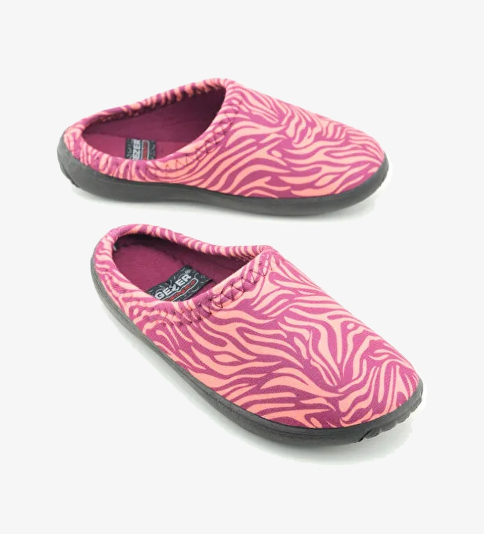 Kadın Kışlık PU Rahat Taban Desenli Ev Bahçe Gondol Terlik - Görsel 1