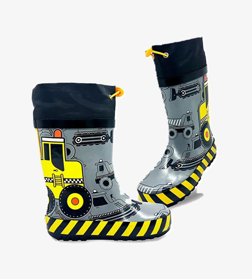 Denokids İnşaat Araçları Erkek Çocuk Gri Yağmur Botu model görseli