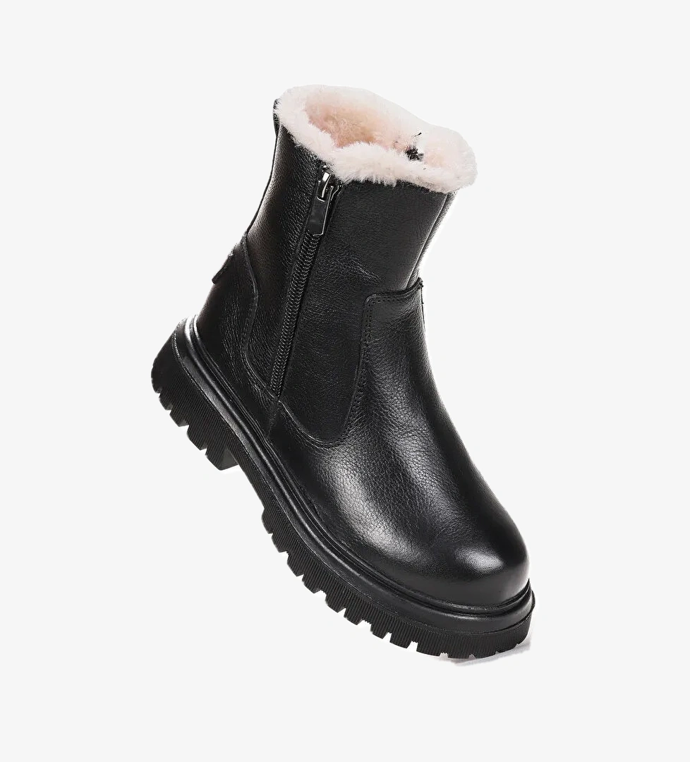 Kiko Kids Niyu %100 Deri Fermuarlı Kız Çocuk Bot Ayakkabı model görseli