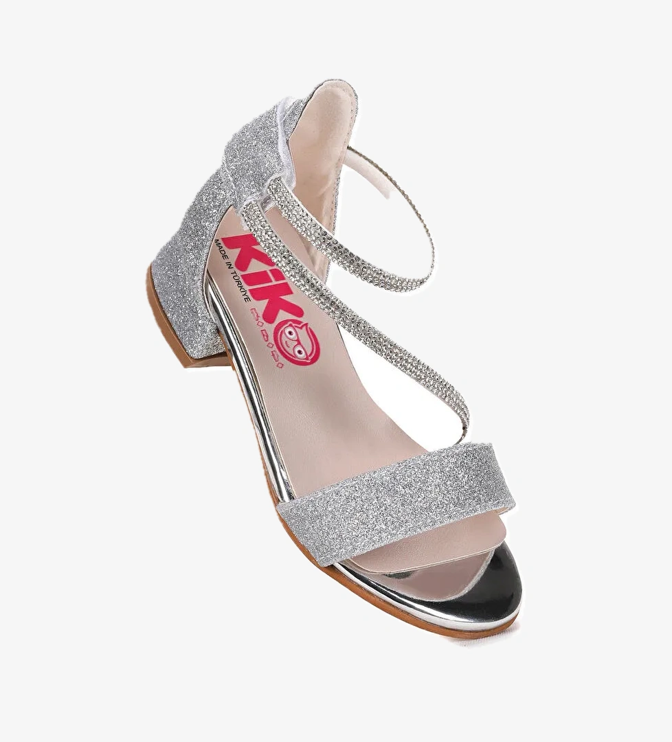 Yada Kum Simli Kız Bebek 2 Cm Topuklu Sandalet Abiye Ayakkabı