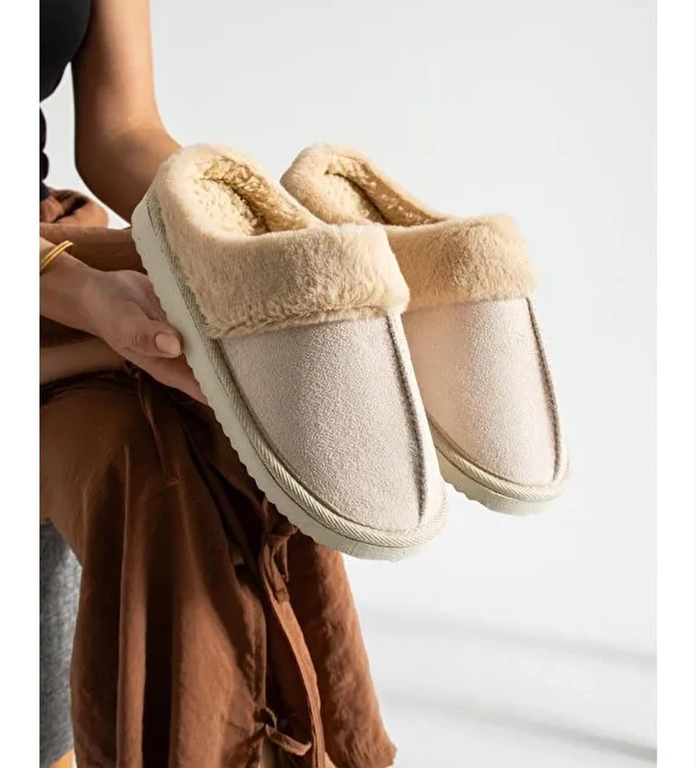 Sagu Kadın Ev Terliği Pelüş Ev Terliği Ses Yapmaz Taban Sıcak Kürklü Terlik