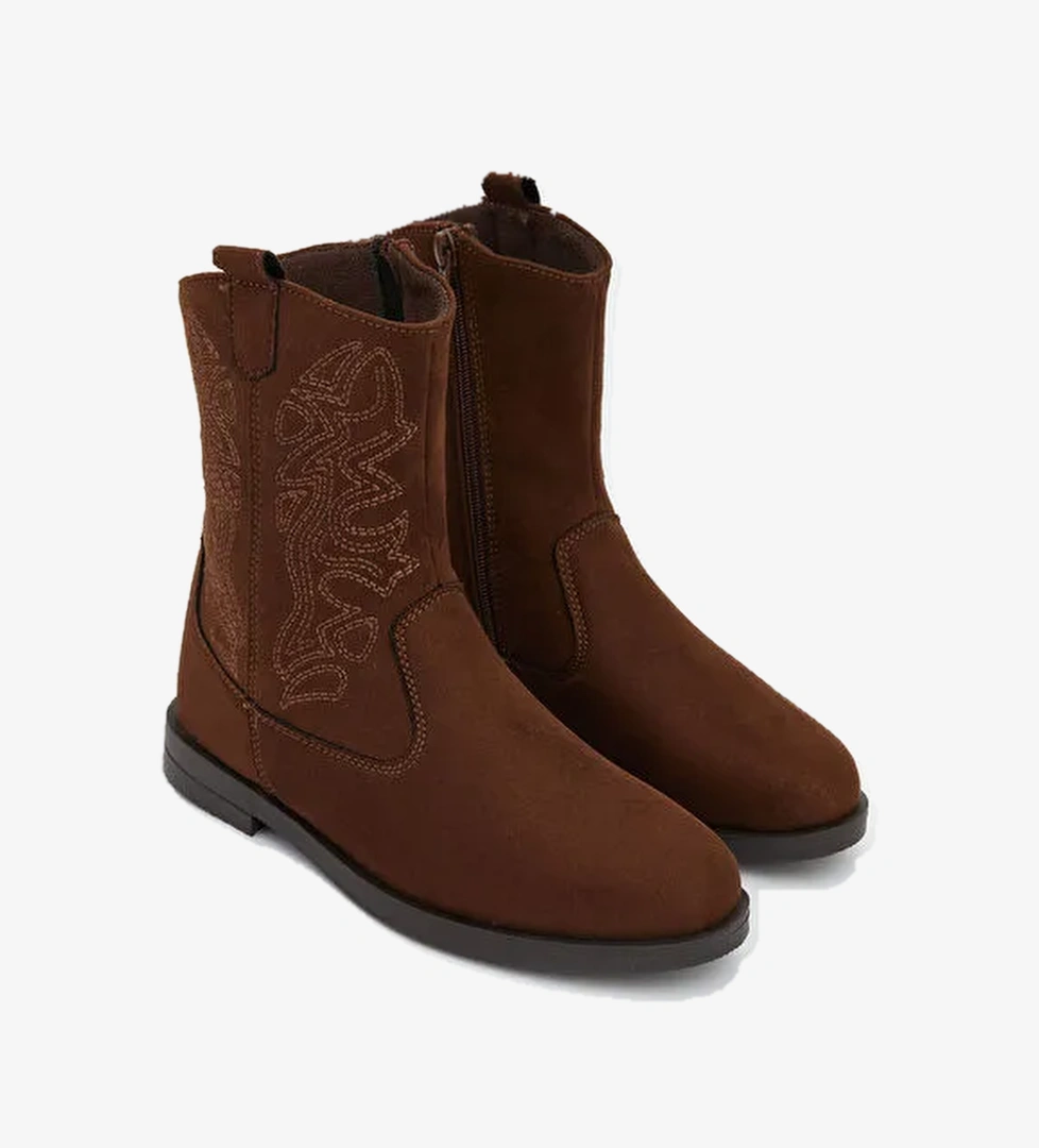 Süet Görünümlü Kız Çocuk Kovboy Bot