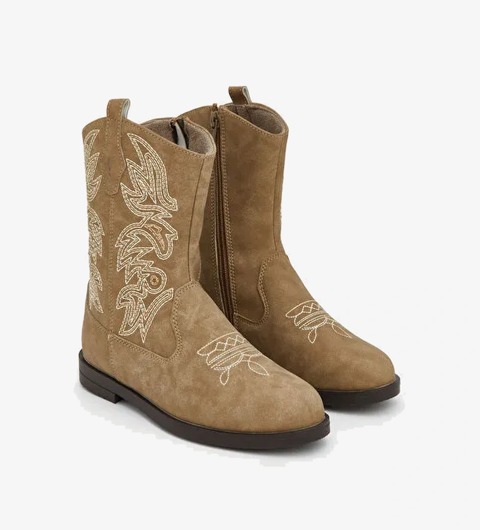 Süet Görünümlü Kız Çocuk Kovboy Bot - Görsel 1