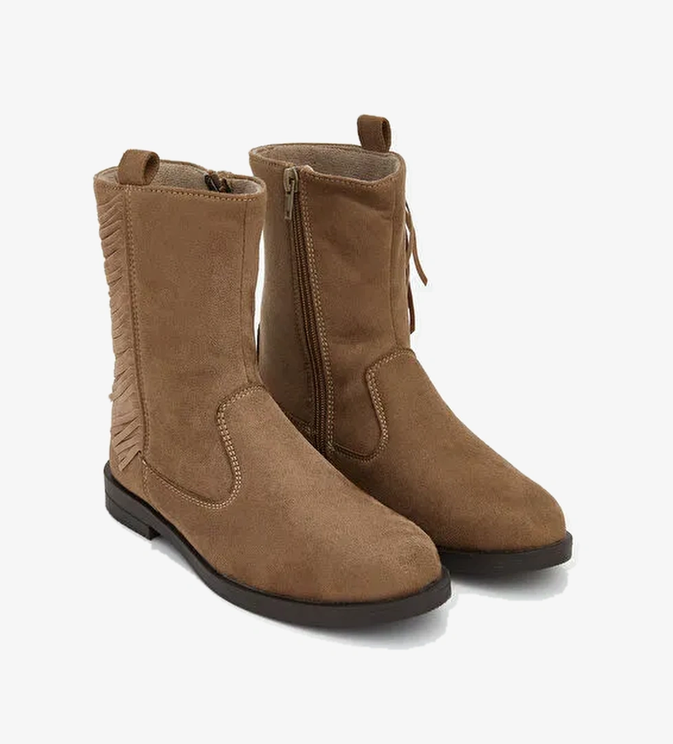 Süet Görünümlü Kız Çocuk Bot - Görsel 1