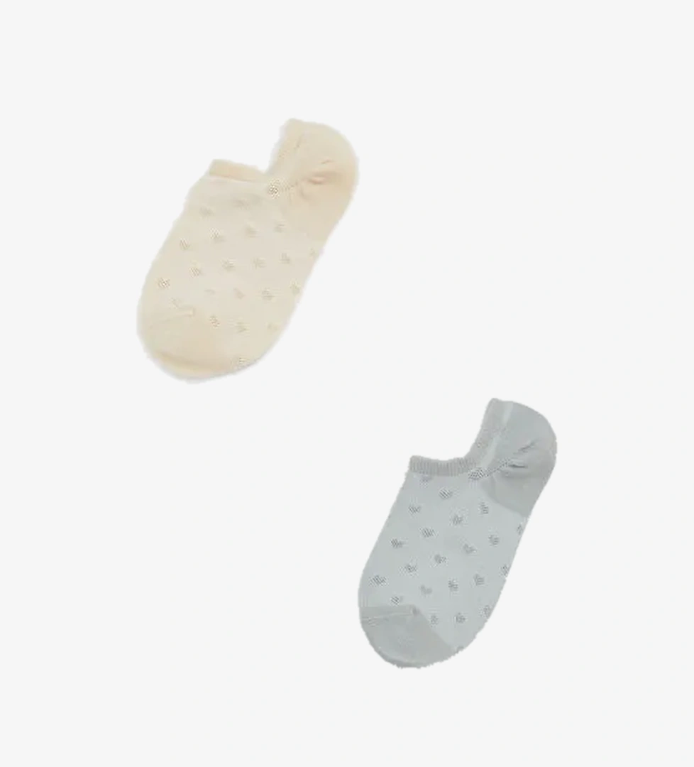 Kalp Nakışlı Kadın Sneaker Çorap 5'li - Görsel 1