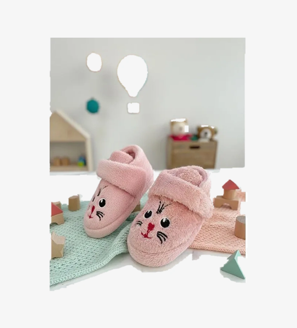 Sevimli Hayvanlar Cırtlı Kaydırmaz Taban Kreş Ev Okul Ayakkabısı Bebek Çocuk Panduf Ev Botu
