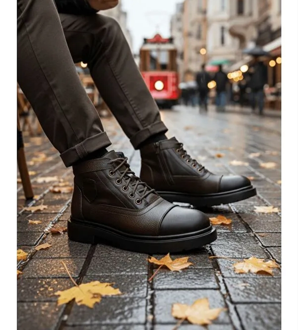 GUSTA Bağcıklı Fermuarlı İçi Kürklü Erkek Kışlık Bot