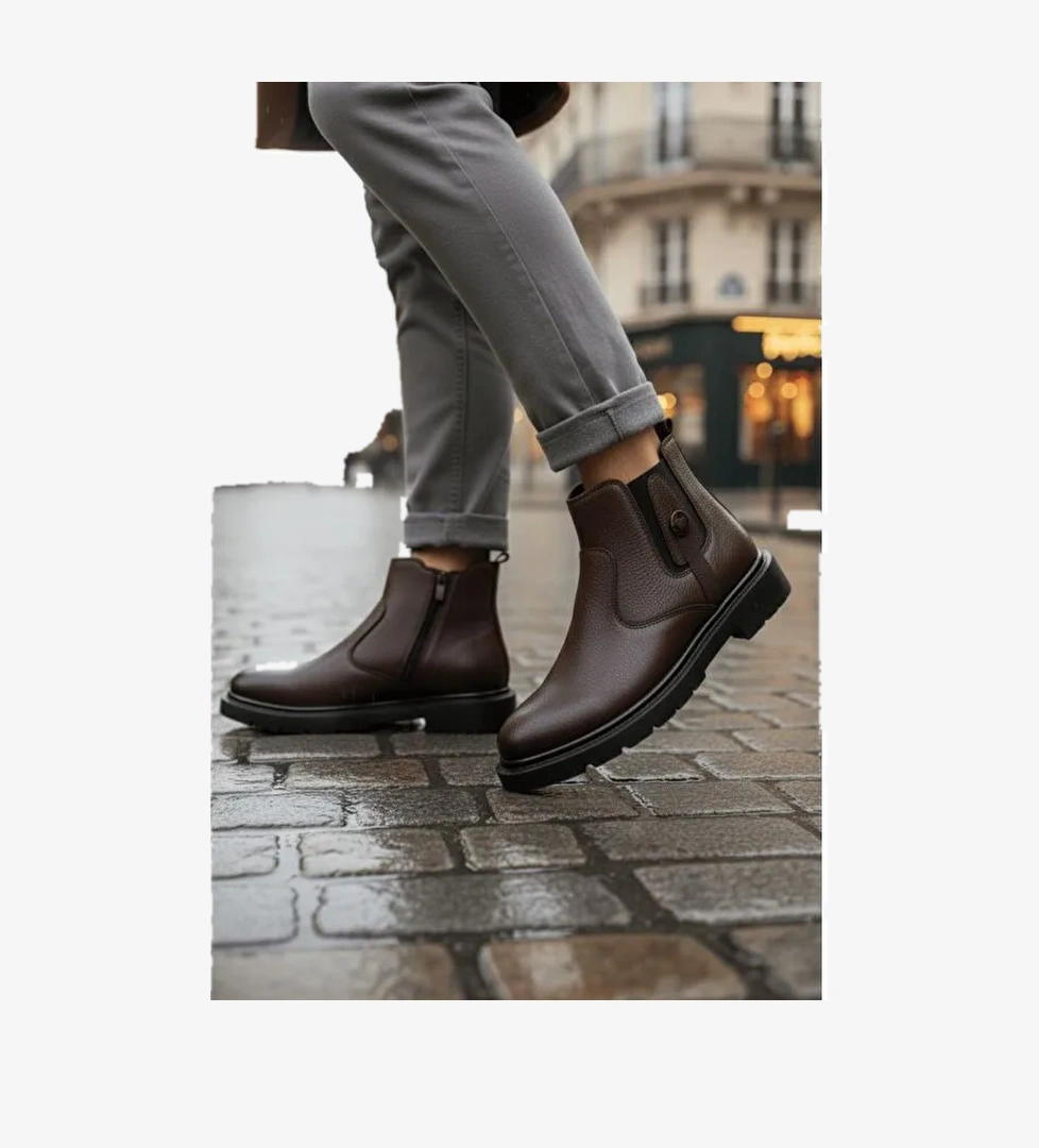 GERALT Fermuarlı İçi Kürklü Erkek Kışlık Bot