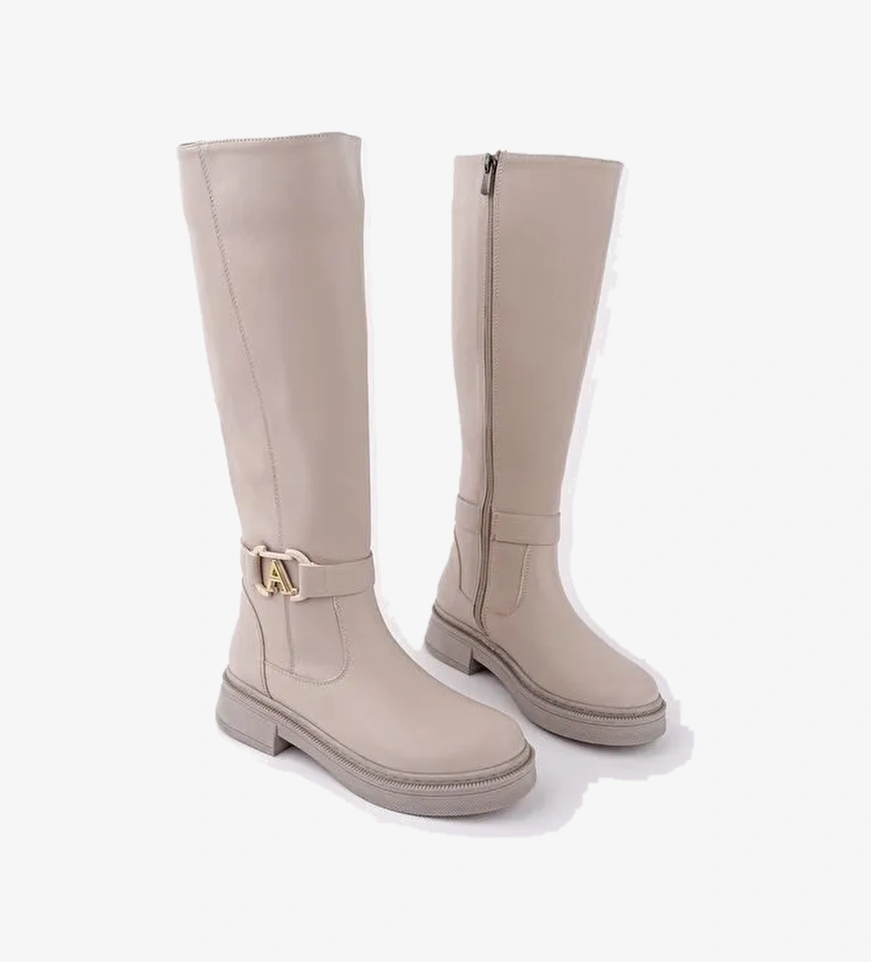 AVENTRA Kemer ve Toka Detaylı Fermuarlı Kadın Çizme