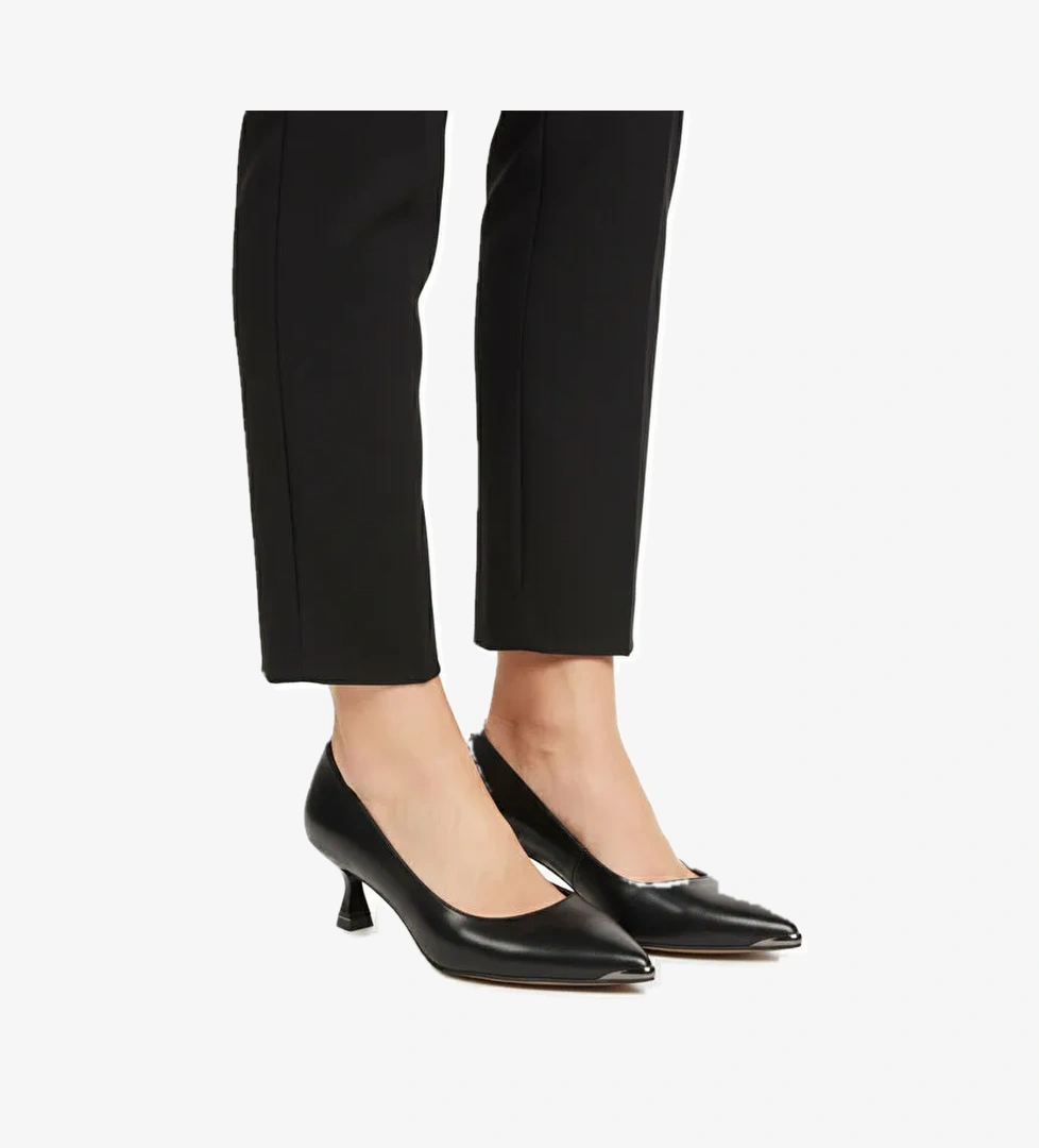 Siyah İnce Kısa Topuklu Kadın Abiye Ayakkabı 357171 Z - Görsel 1
