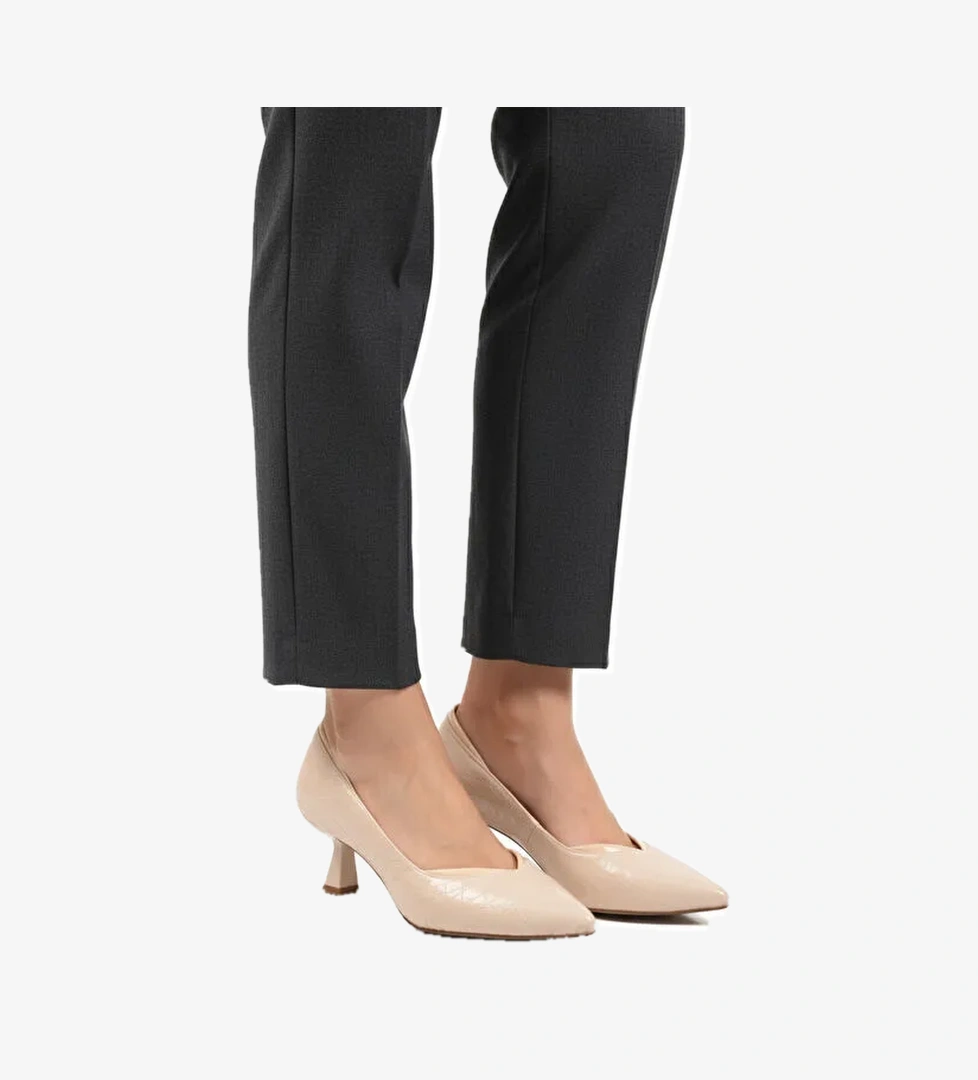 Bej Kısa İnce Topuklu Abiye Ayakkabı 357188 Z - Görsel 1