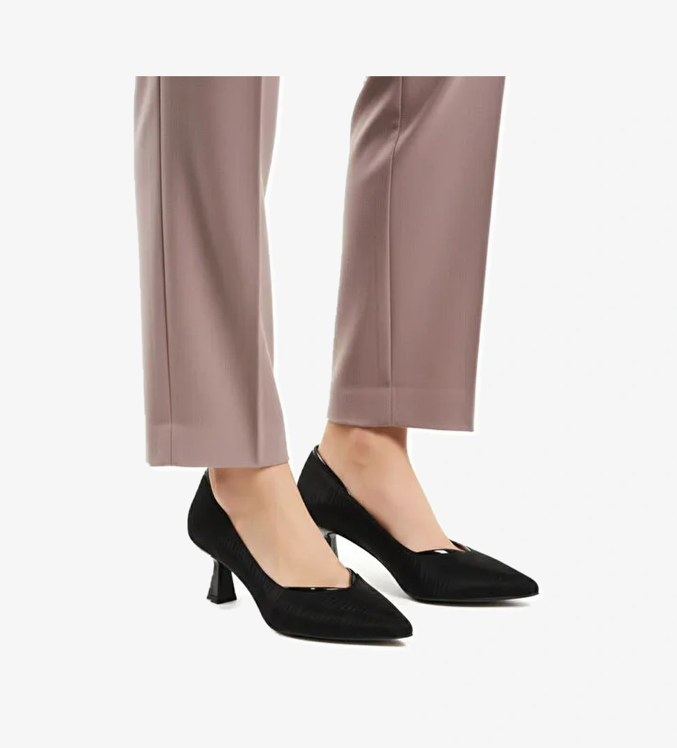 Siyah Saten Kısa İnce Topuklu Abiye Ayakkabı 357188 Z