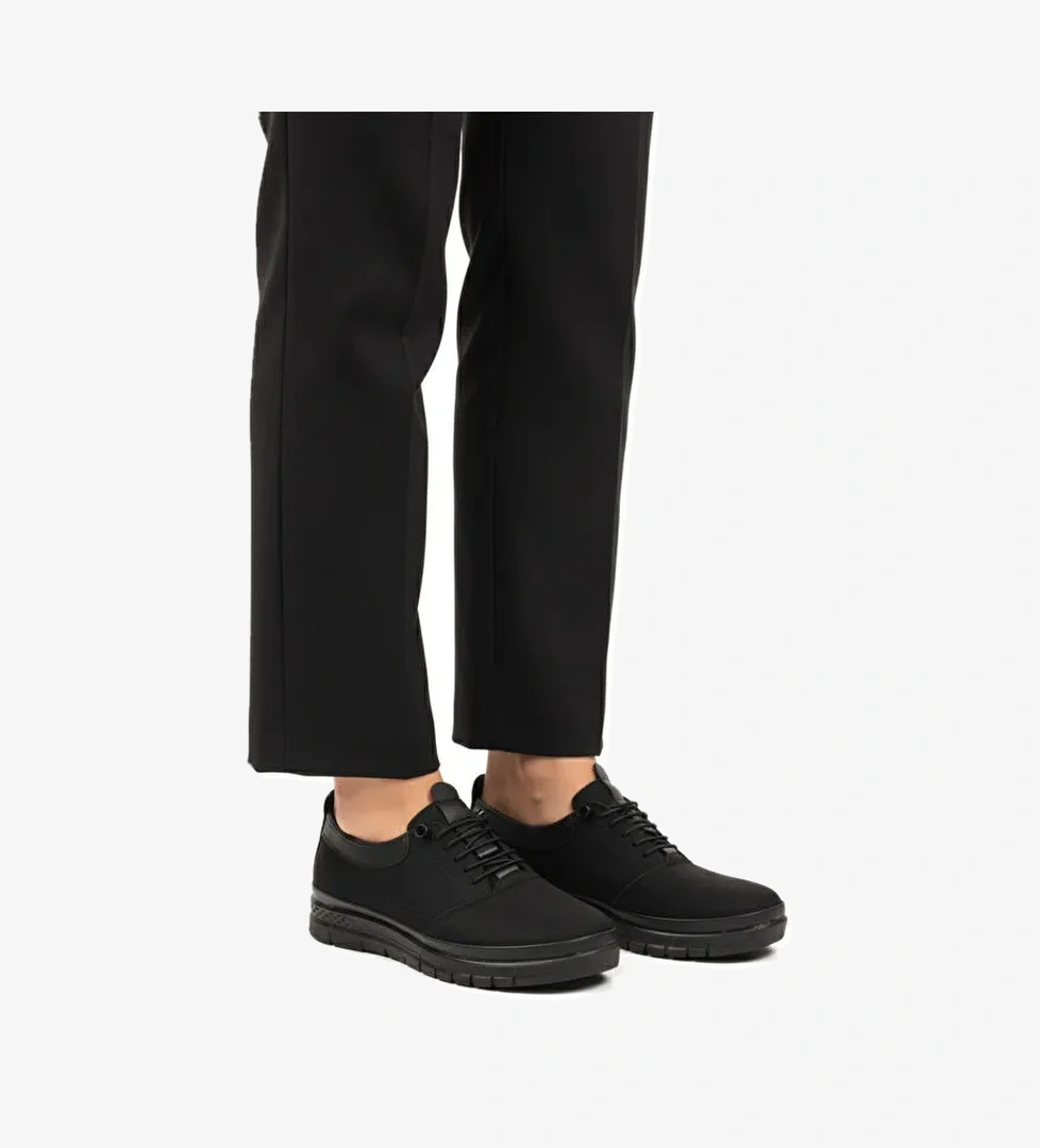 Siyah Zümrüt Lastik Bağcıklı Hafif Esnek Kadın Casual Ayakkabı 029 Z