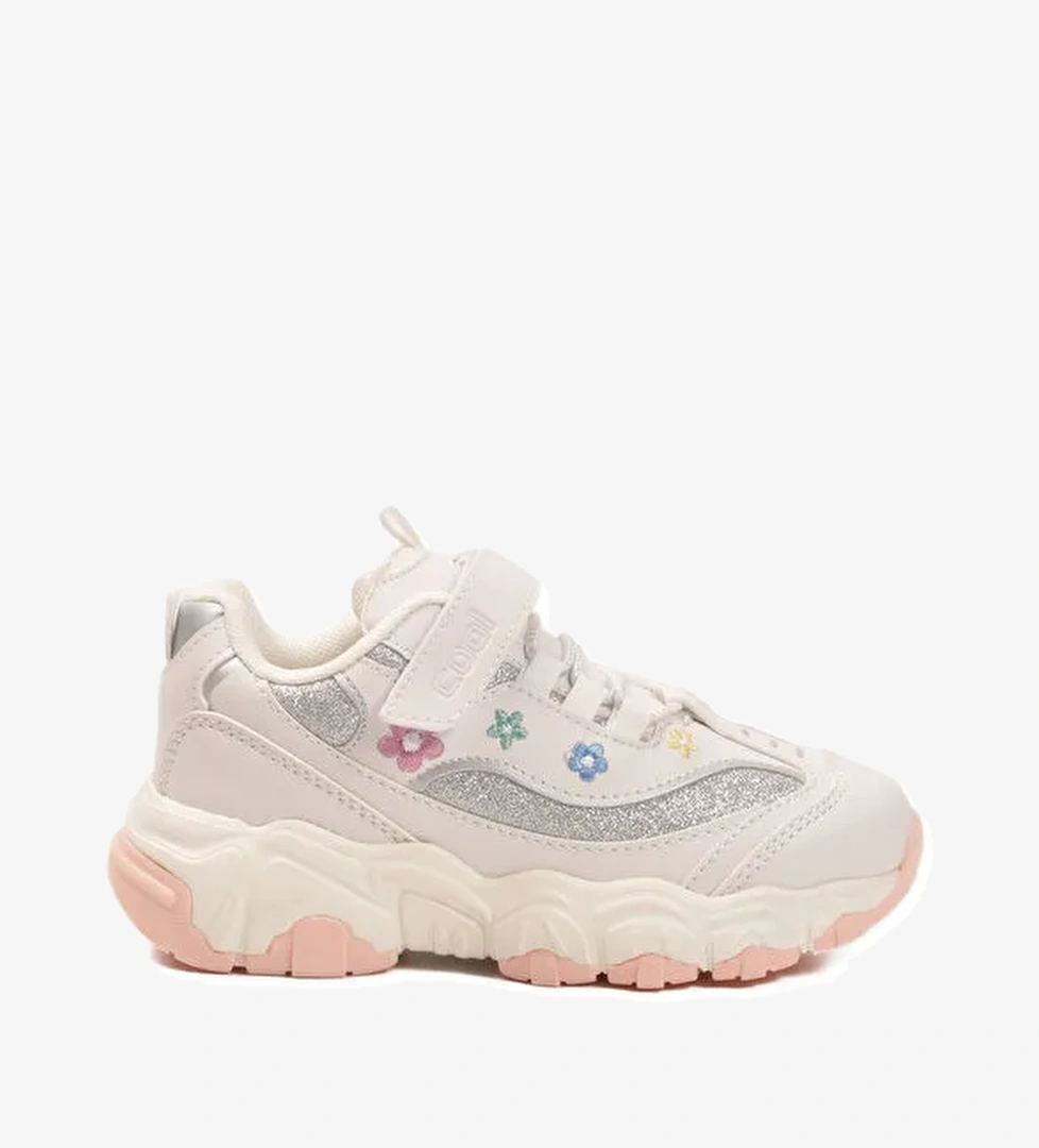 Beyaz Cırtlı Hafif Kız Çocuk Spor Ayakkabı Bella Kısa P