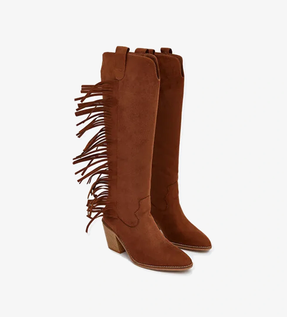 Süet Görünümlü Kadın Çizme - Görsel 1