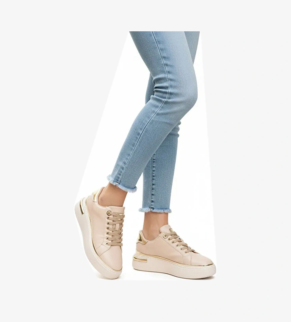 Bej Bağcıklı Hafif Kadın Sneaker Lady 029 Z