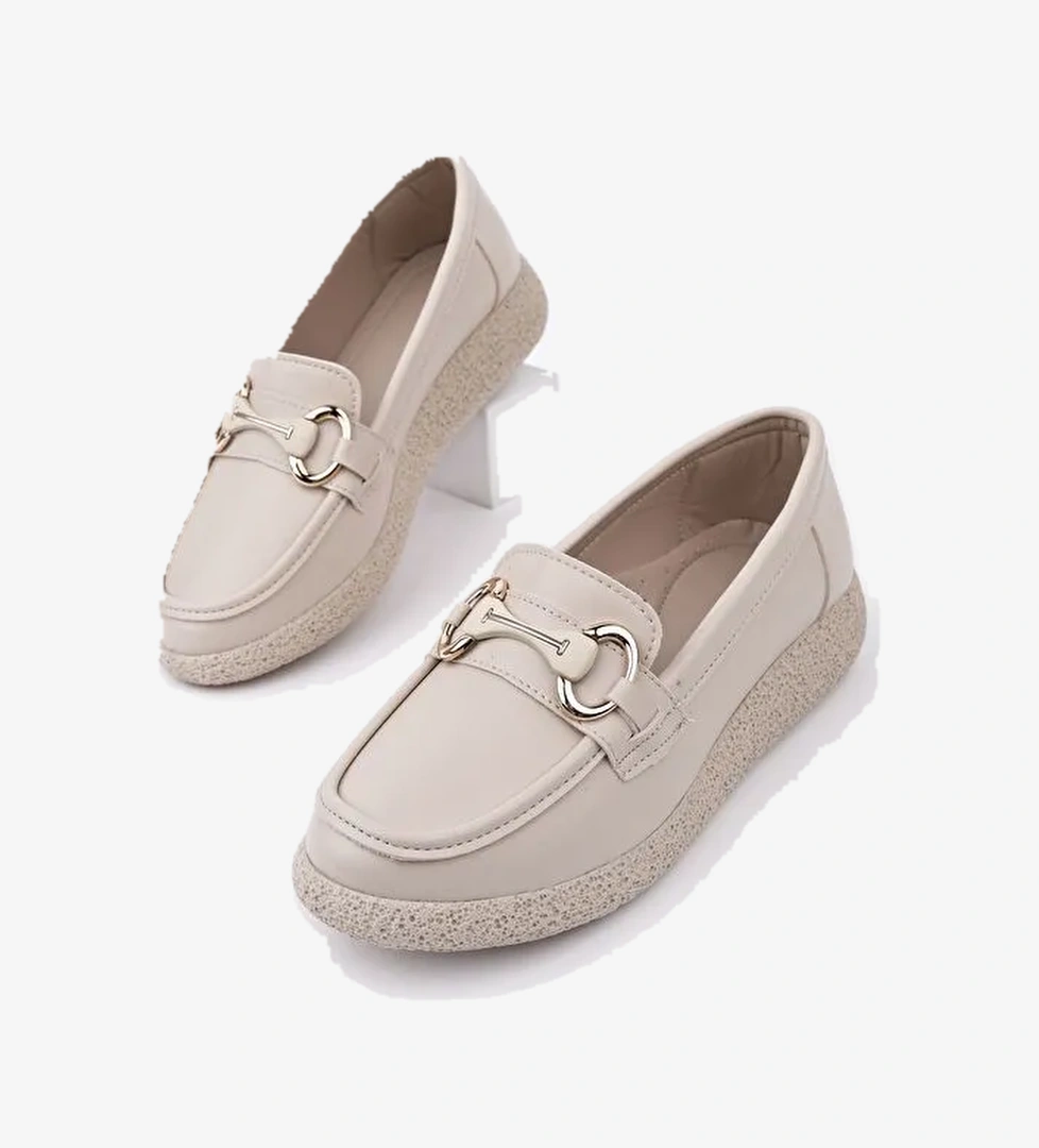 POLARA Kalın Taban Toka Detaylı Kadın Günlük Loafer Ayakkabı - Görsel 1