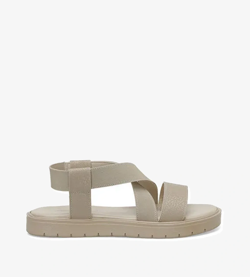 CS22053 4FX Bej Kadın Düz Sandalet - Görsel 1