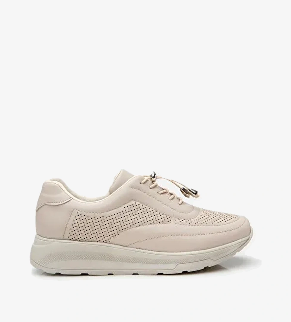 Kadın Bej Kalın Tabanlı Spor Ayakkabı