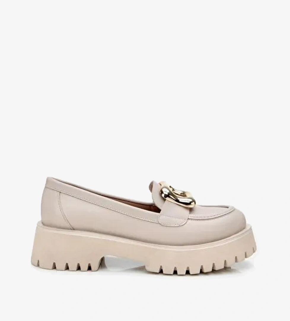 Kadın Bej Tokalı Günlük Loafer - Görsel 1