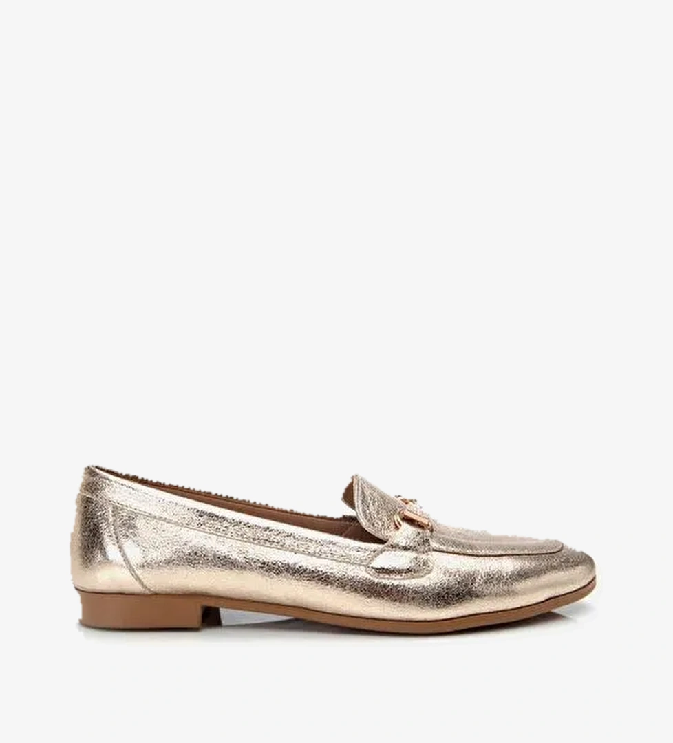 Kadın Gold Tokalı Klasik Loafer - Görsel 1