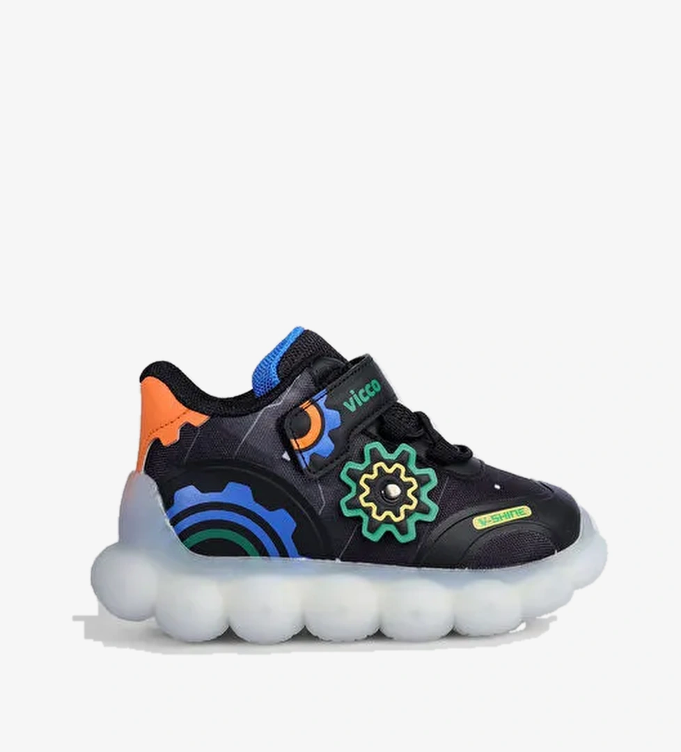 Port Işıklı Erkek Okul Öncesi Siyah Spor Ayakkabı - Görsel 1