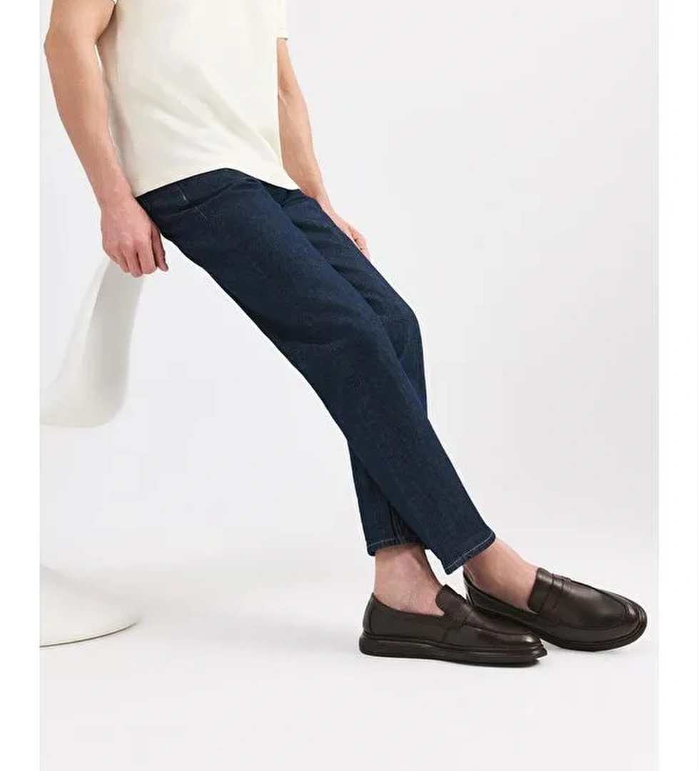 Erkek Deri Kahverengi Hafif Tabanlı Klasik Loafer