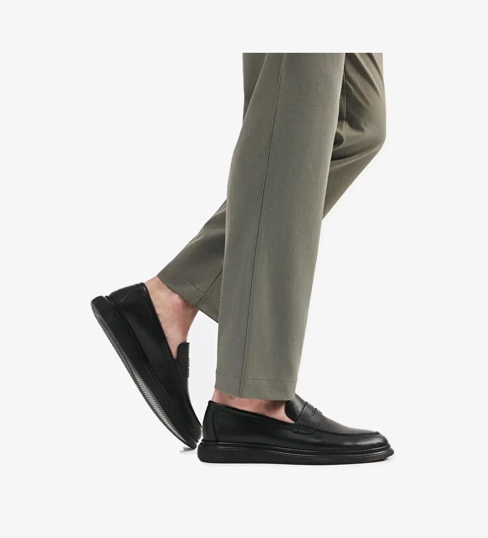 Erkek Deri Siyah Hafif Tabanlı Klasik Loafer - Görsel 1