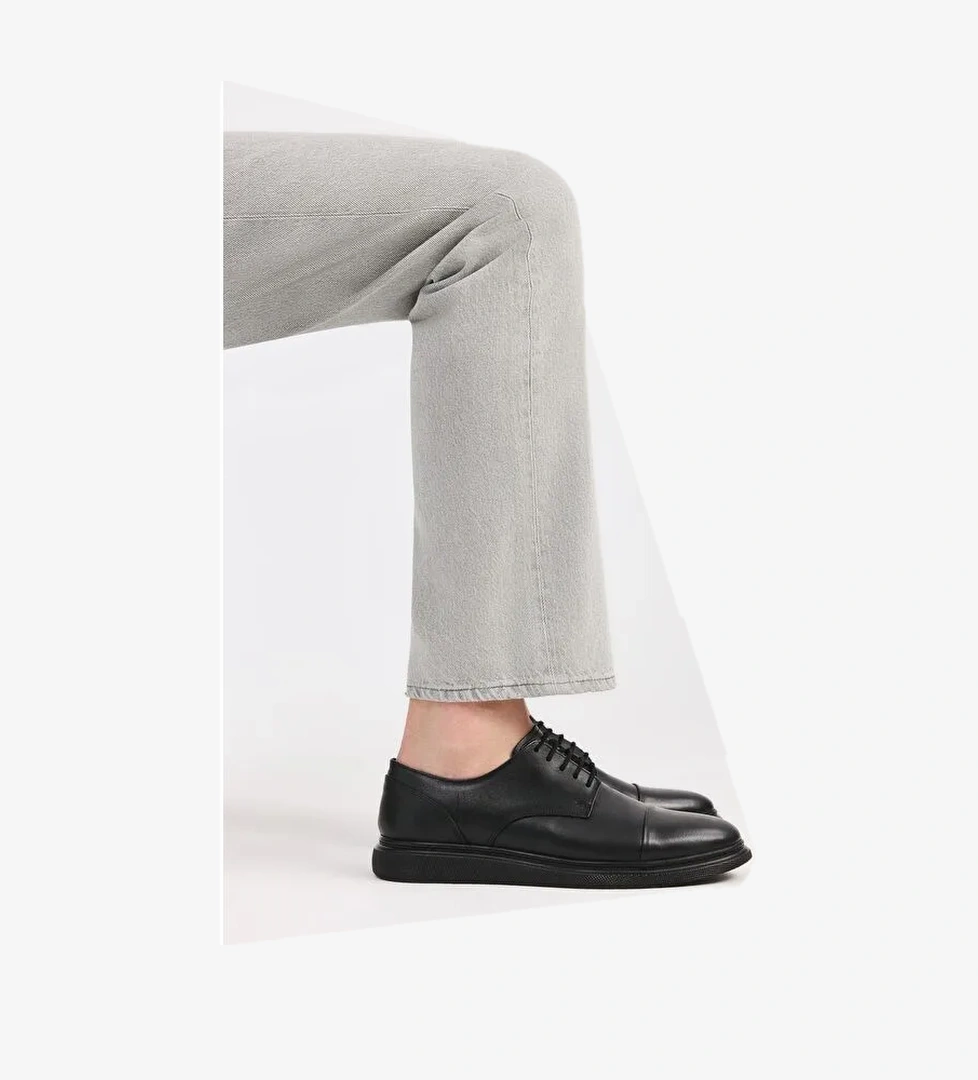 Erkek Deri Siyah Hafif Tabanlı Klasik Ayakkabı