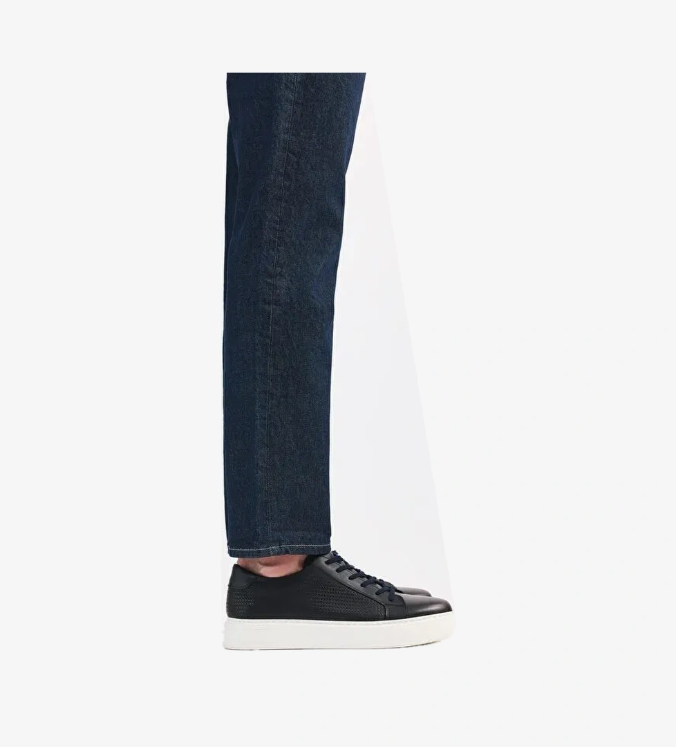 Erkek Deri Lacivert Hafif Tabanlı Spor Ayakkabı