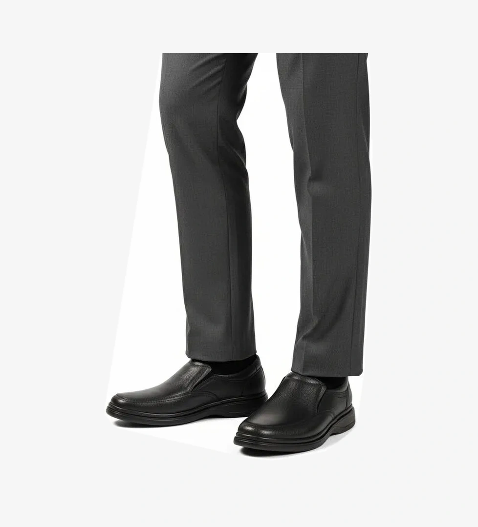 Siyah Kırışık Hakiki Deri Erkek Casual Ayakkabı DSN 2035 M