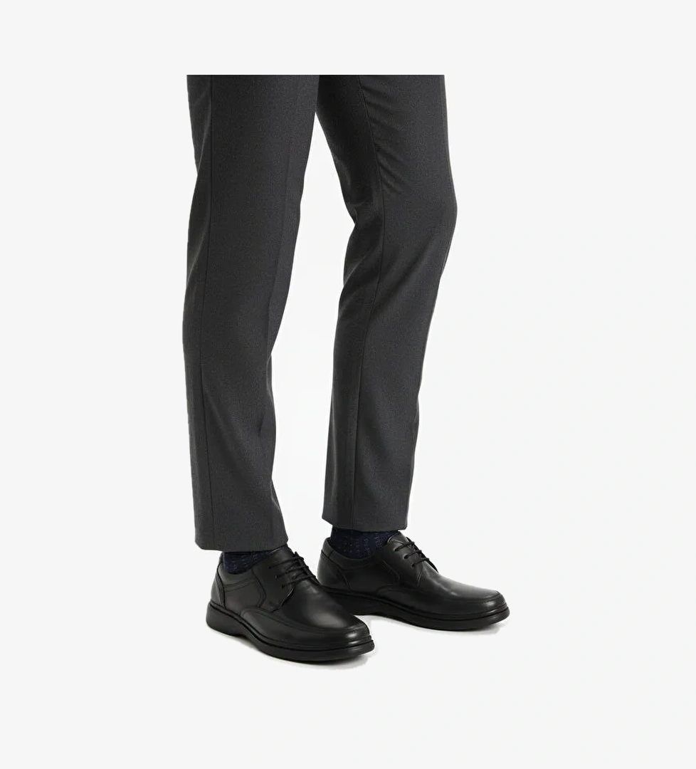 Siyah Hakiki Deri Erkek Casual Ayakkabı DSN 2038 M