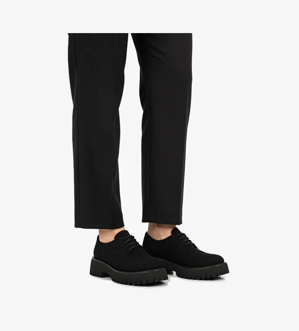 Siyah Süet Kalın Taban Kadın Casual Ayakkabı 572451 Z